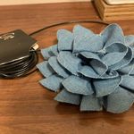 New Romantic boho denim light blue color Rose flower choker necklace Photo 0