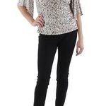 MSK V Neck Foil Knit Faux Wrap top size small Gray Photo 0