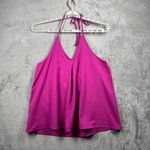 Banana Republic  Halter Neck Tank Top Purple Flowy Pleated Vacation Resort Large Photo 1