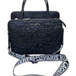 Karl Lagerfeld  Womens Embossed‎ Logo Maybelle Satchel Crossbody Black Medium NWT Photo 0