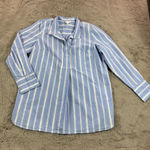 J.Jill  Striped Tunic Shirt Women Size M Blue White Collared Button Up School Photo 0
