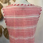 SUNDANCE Catalog Coral Mix Striped Linen Jersey Hanky Hem CALPURNIA Dress Sz L Pink Size L Photo 6