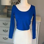 Material Girl Material Girls Top Royal Blue Crop Womens XS Long Sleeve Photo 0