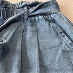 American Eagle High Waisted Paperbag Soft Shorts NWT size Medium Denim Pleated Photo 3