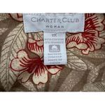 Charter Club  Women's Blazer Jacket Size 1X Floral Cotton Pockets Macy's Tan Red Photo 3