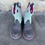 Ariat  6.5B Fatbaby Sheila Gray Gator Print Green Suede Cowboy Boots 10011872 Photo 2