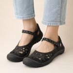 Jambu JBU By  Black Floral Cutout Mary Jane Comfort Shoes Memory Foam Size 8 Photo 0