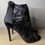 ALDO  Heels Womens Size 7 Black Sequin Mesh Peep Toe Stiletto Ankle Boots Party Photo 0