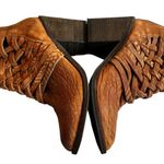 Free People  Carrera Braided Woven Leather Boot Vintage Tan Distress Photo 9