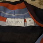 Bisou Bisou Striped Blue Orange Women's Top High Low Sheer Long Sleeve Coat Tail Photo 5