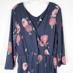 Collective Concepts XXL Dress Navy Blue Pink Floral Knee Length Faux Wrap 570 Photo 2
