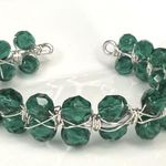 Green Faceted Beaded Open Bangle Cuff Photo 0