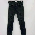 ZARA  Woman Premium Denim Black Skinny Distressed Jeans Size‎ 8 Photo 5