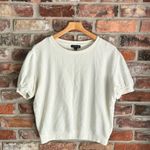J.Crew White Puff Sleeve Short Sleeve Sweatshirt Top, M Photo 1