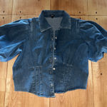 EXPRESS Blue Denim Puff Sleeve Top Photo 0