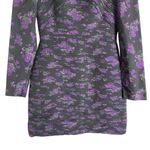 Amur Giulia Black Purple Pleated Floral Print Long Sleeve Mini Dress Size 4 Photo 7