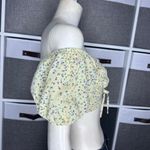 Sky And Sparrow  Yellow Ditsy Floral Crop Top Baby Tee Blouse Size Medium Photo 9