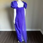 Vintage 90’s Satin Puff Sleeve Toile Purple Evening Gown With Back Slit Photo 5
