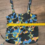 Tulle Floral Print Tank Top Sleeveless Casual Blouse Medium Boho Indie Festival Blue Photo 3