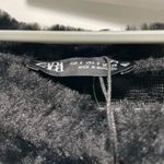 ZARA Faux Fur Pullover Sweater Black Quilted Plush Photo 4