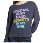 Wildfox  Cocktail In My Hand Confetti In My Hair Graphic Pullover Sweater NWT Photo 5