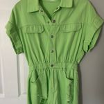 These Three Boutique Jessie Denim Romper- Lime Photo 0