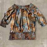 Sami & Jo Y2K Boho Off Shoulder Paisley Top Smocked 3/4 Sleeve -Large Photo 0