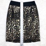 The Limited  Black Gold Metallic Pencil Skirt Size 2 Photo 3