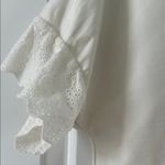 Ann Taylor Cream Ruffled Boxy Short Sleeve T-Shirt Photo 2