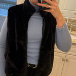 Talbots  Faux Fur Vest – Black – Size Large wool/cotton blend Photo 0