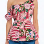 NWT Keepsake the Label Top Corset Striped Off Shoulder Peplum Red XS Cocktail Photo 0