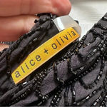 Alice + Olivia  100% Silk Beaded Mini Black Dress Women’s Medium Photo 1
