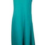 J Peterman Asymmetrical Hem Midi Dress Teal Blue Sleeveless Ruffle Womens Medium Photo 1