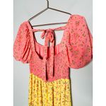 COLOR ME COURTNEY Yellow Pink Ditsy Flower Printed Cece Maxi Dress Size 2 Photo 10