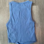 ZARA  Cotton Blue High Neck Ribbed Cropped Tank Top ~ size Medium Photo 3