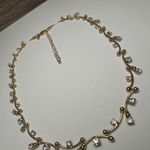 Monet Clear Rhinestone Gold Tone Necklace Signed Photo 8