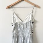 Japna  Maxi Dress with Embroidery Detail in Gray and White Stripe Size L Photo 4
