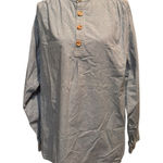 J. Peterman Co Popover Tunic Shirt Blue Check Mandarin Collar Button Front Med Photo 0