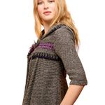 Free People  Gray Sweater Gretel Swing Hooded Cardigan Wool Angora Size XS GUC Photo 2