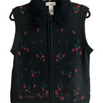 BECHAMEL Womens Ugly Christmas Vest Sweater Full Zip Size L Festive Ho Ho Ho Black Size L Photo 0