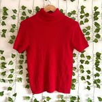 Vintage Red Short Sleeve Turtleneck Sweater Size M Photo 0