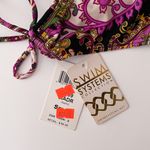 Swim Systems Black Purple Ivory Side Tie Madrid Bikini Bottom NWT Small Mandala Photo 8
