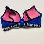 PINK - Victoria's Secret Victoria's Secret PINK Wear Everywhere Push Up‎ Bra Size 34D Leopard Print Blue Photo 6