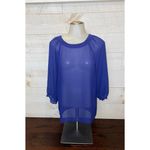 Petticoat Alley Anthropologie Sheer Open Back Blue Blouse Photo 0