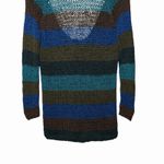 Theory Nimue Space Stripe Knit Tunic Sweater M Low Back Open Weave Long Sleeve Photo 7