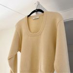 Blossom Wool Cashmere Knit Scoop Neck Sweater Beige Size S Photo 5