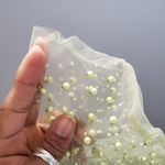 Haute Monde Green Faux Pearl Rhinestone Sheer Top Size L Photo 3