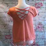 Mine cropped tee with crochet fringe bottom NWOT Photo 1