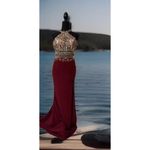 Dancing Queen  Women's Long Maxi Dress Lined Solid Sleeveless‎ Lace Beaded Prom-S Photo 2