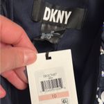 DKNY Women’s Blue Floral Print V neck Ruffle Midi Dress Causal Waist tie 10 Photo 2